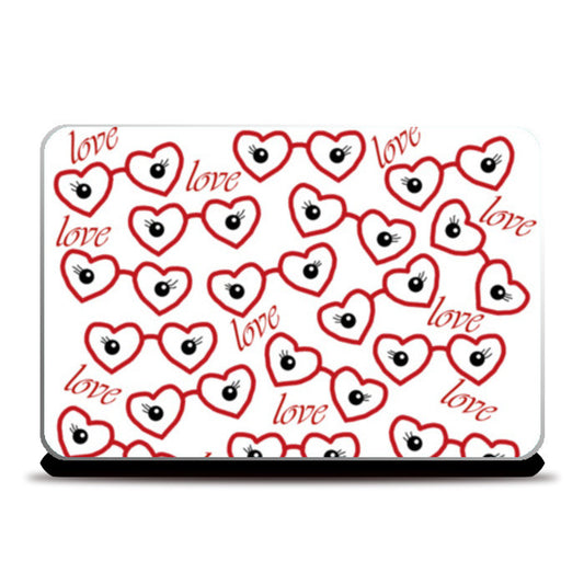 Laptop Skins, Valentines Day Heart Shaped Glasses Love Pattern Laptop Skins