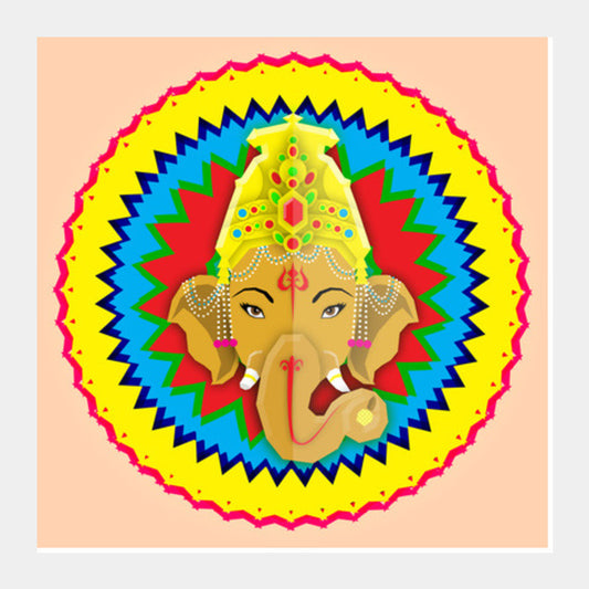 Ganesha Vector Illustration Square Art Prints