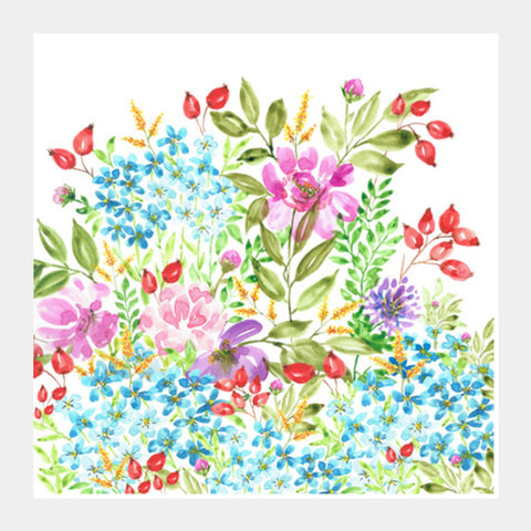 Spring Wildflowers Bouquet Floral Garden Painting Square Art Prints