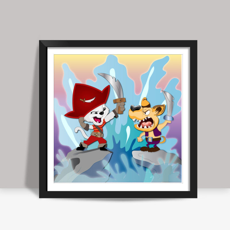 Pirate Fight Square Art Prints