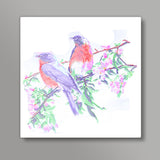 2 Colorful Birds Square Art Prints