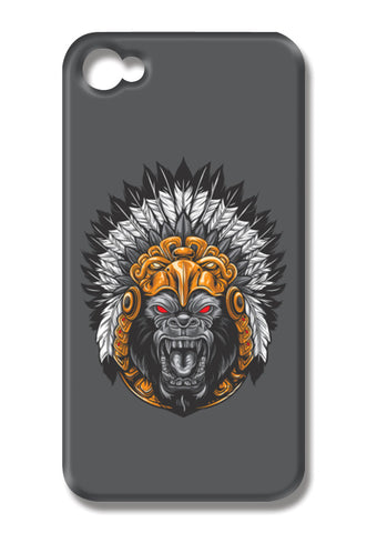 Gorilla Wearing Aztec Headdress iPhone 4 Cases