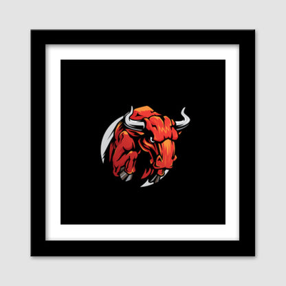 Bull Mascot Premium Square Italian Wooden Frames