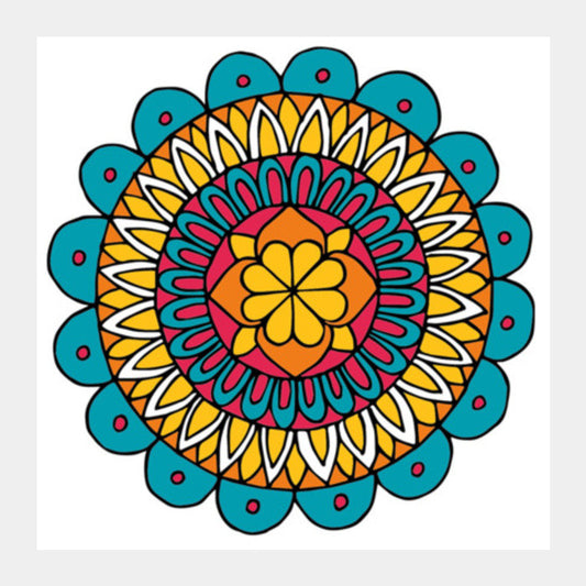 Retro Mandala Square Art Prints