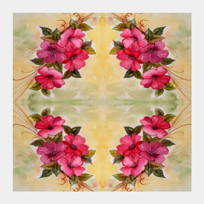 Square Art Prints, Pink Flowers Watercolor Square Art Print l Artist: Seema Hooda, - PosterGully