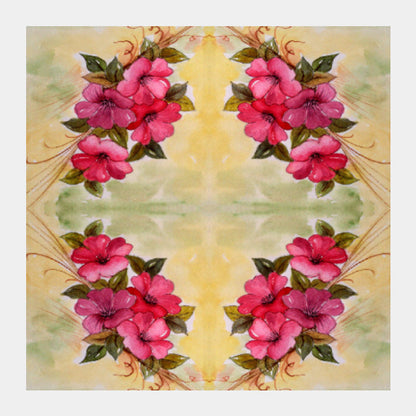 Square Art Prints, Pink Flowers Watercolor Square Art Print l Artist: Seema Hooda, - PosterGully