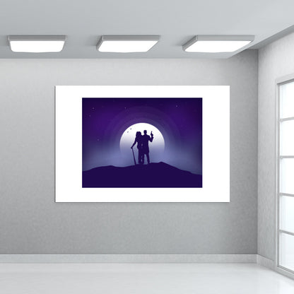 Joker & Harley Quinn Moon Night Wall Art