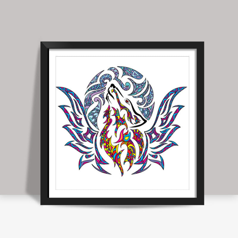 Doodle Wolf Square Art Prints