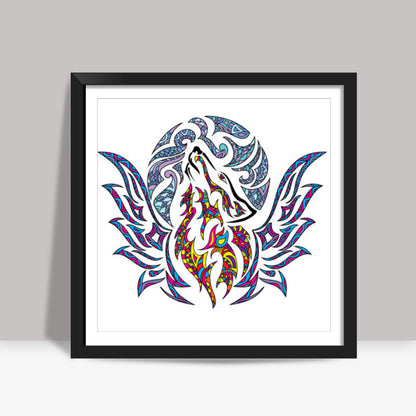 Doodle Wolf Square Art Prints