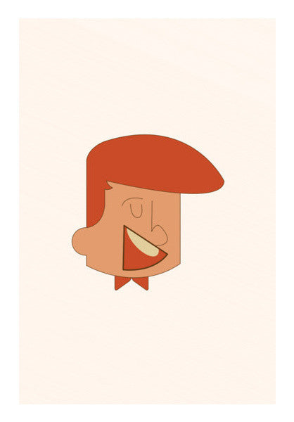 Funny Cartoon Face Of Modern Man Art PosterGully Specials