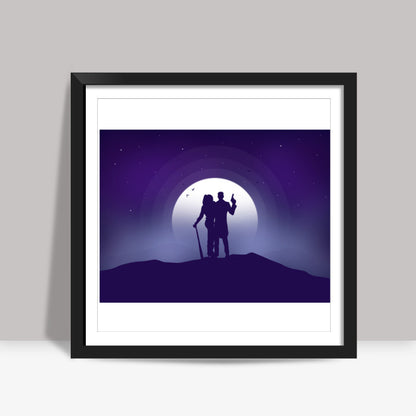 Joker & Harley Quinn Moon Night Square Art Prints