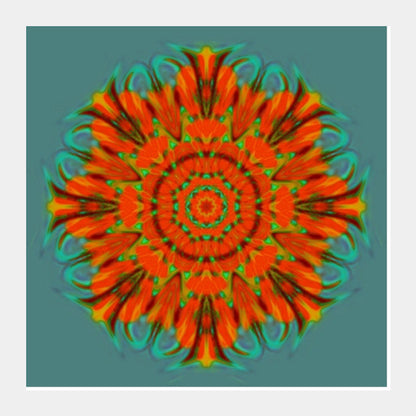 Square Art Prints, Orange Kaleido Square Art Prints