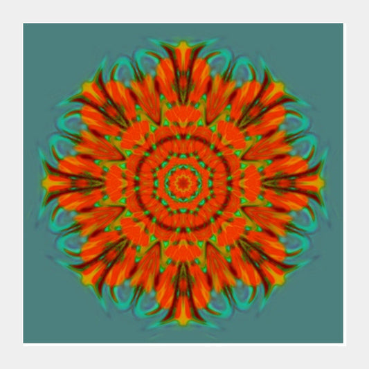 Square Art Prints, Orange Kaleido Square Art Prints