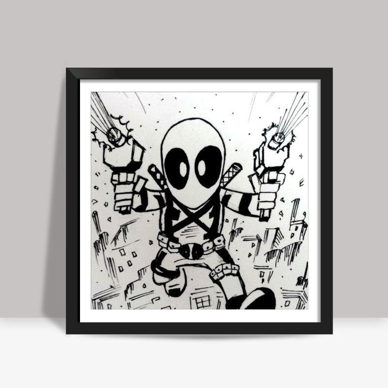 Chibi Deadpool Square Art Prints