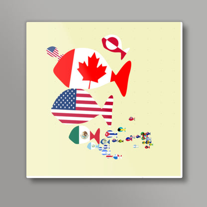 North America : Keep Fishing Square Art Prints