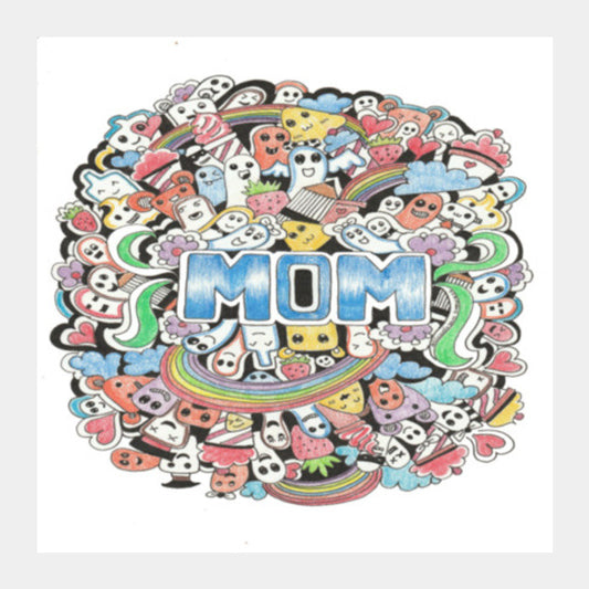 my mom is wow Square Art Prints