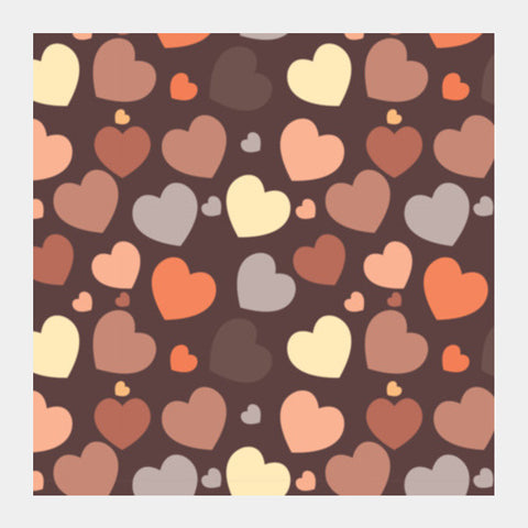 Hearts Seamless On Chocolate Brown Square Art Prints PosterGully Specials