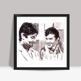 Superstars Amitabh Bachchan and Rajesh Khanna are Babumoshai and Anand in Hrishikesh Mukherjees classic Anand Square Art Prints