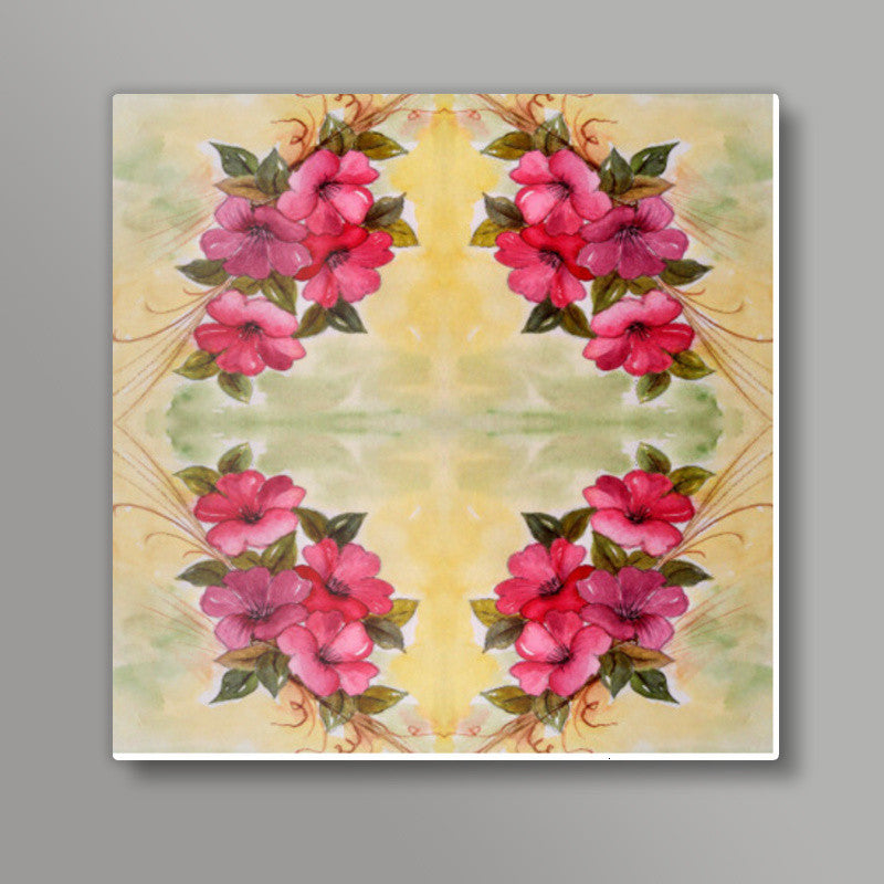 Pink Flowers Watercolor Square Art Print l Artist: Seema Hooda