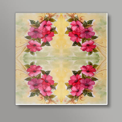 Pink Flowers Watercolor Square Art Print l Artist: Seema Hooda