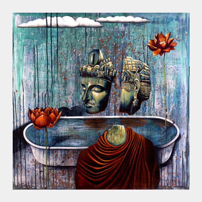 Bodhi Lotus and Tub Square Art Prints