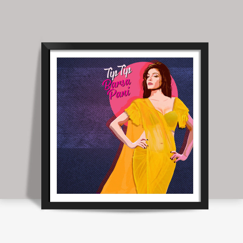 Raveena Tandon Retro Artwork Square Art Prints