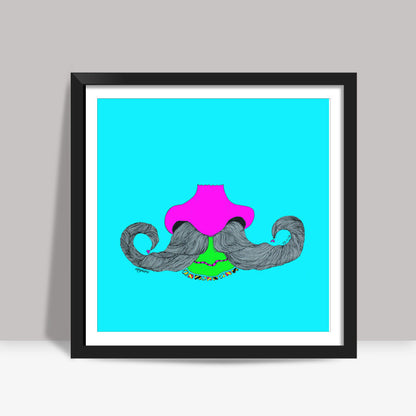 Mooch (on Blue) Square Art Prints