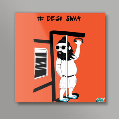 Desi Swag Orange Square Art Prints