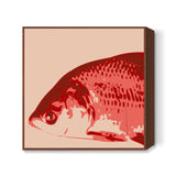 Abstract Rohu Fish Red Square Art