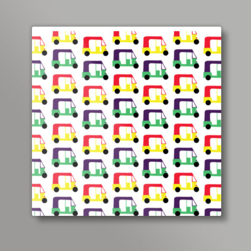 Auto Rickshaw Pattern Square Art Prints