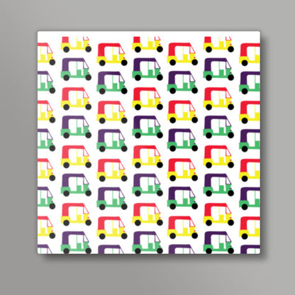 Auto Rickshaw Pattern Square Art Prints