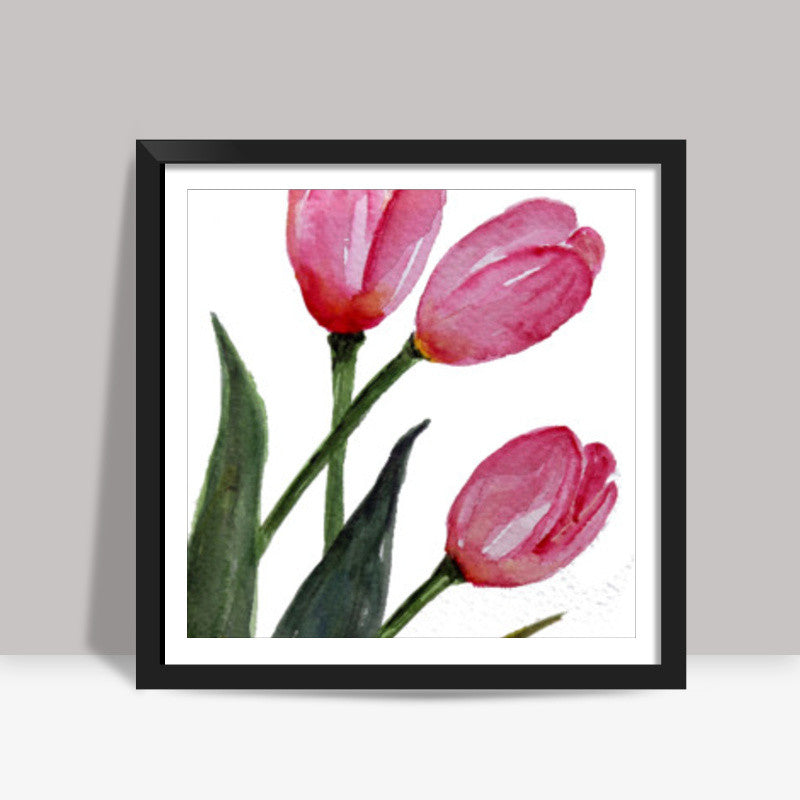 Pink Tulips Square Art Print