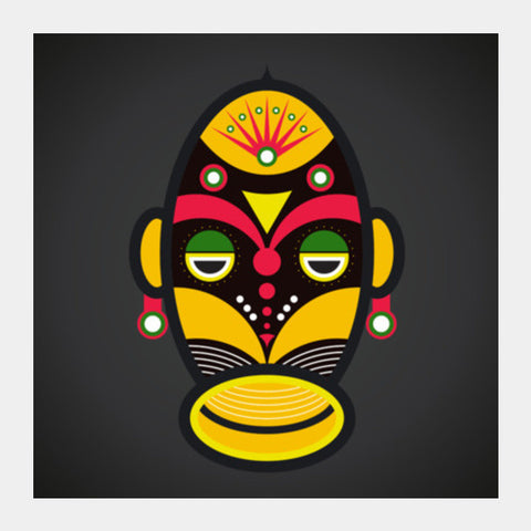 African Traditional Tribal Mask Square Art Prints PosterGully Specials