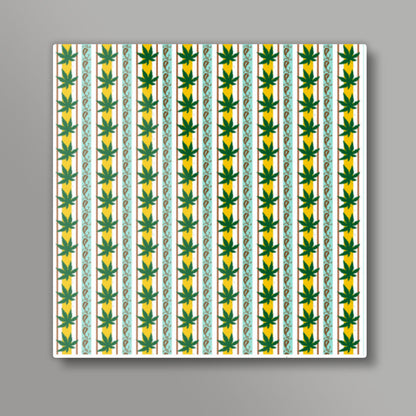 Green Leaf Striped Nature Background Pattern Square Art Prints