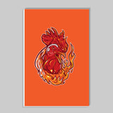 Rooster on fire Stick Ons