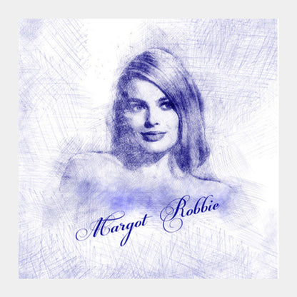 Margot Robbie pen sketch Square Art Prints