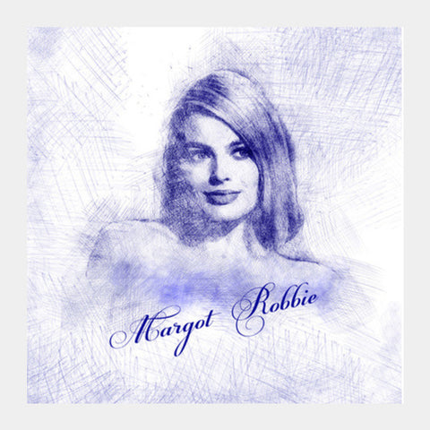 Margot Robbie Pen Sketch Square Art Prints PosterGully Specials