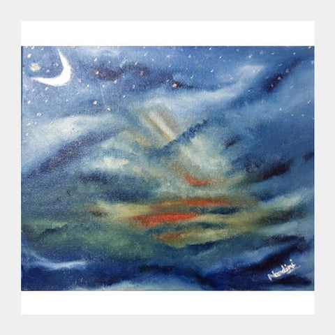 The Sky at Dusk | Bare Hand Painting - Nature Abstract | Square Art Prints