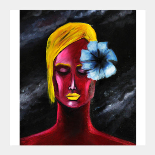 Flower Lady Square Art Prints