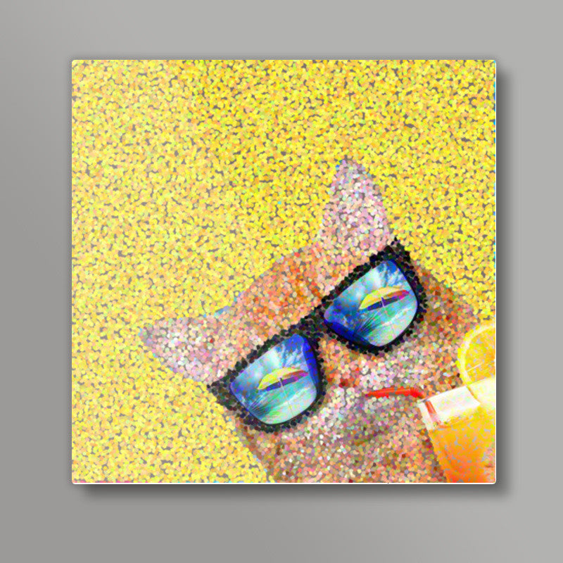 Summer cat Square Art Prints