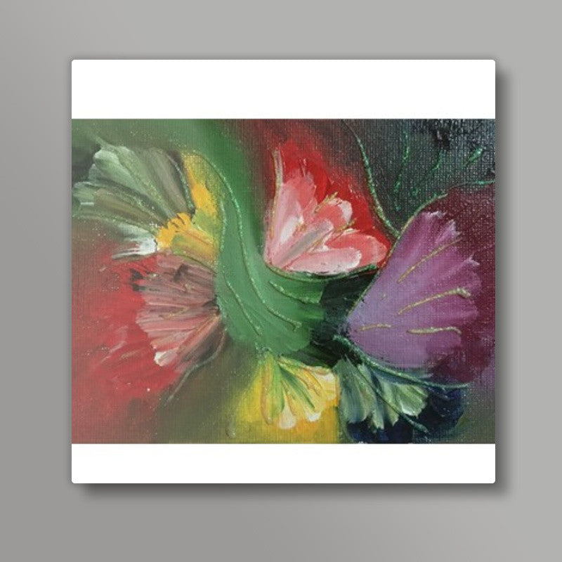 Abstract Floral | Finger Painting | Oil Painting & Glitter | Square Art Prints