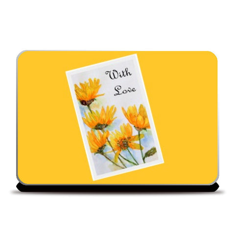 Laptop Skins, With Love Yellow Floral Laptop Skins