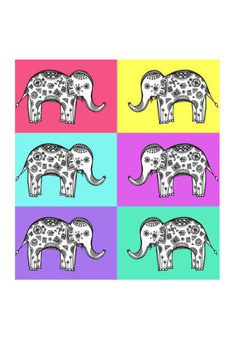 Colourful Elephant Patterns Wall Art