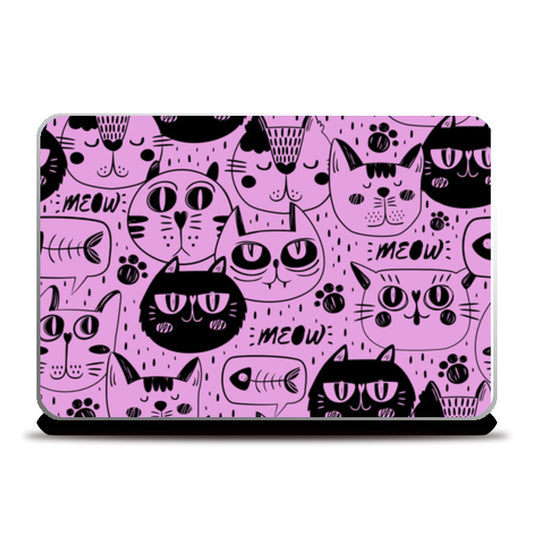 cat faced pattern Laptop Skins