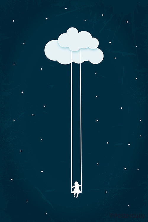 Dream Girl Swinging On Cloud Artwork