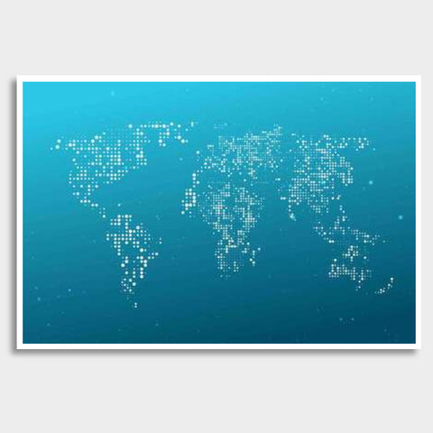 Blue & White World Map Giant Poster