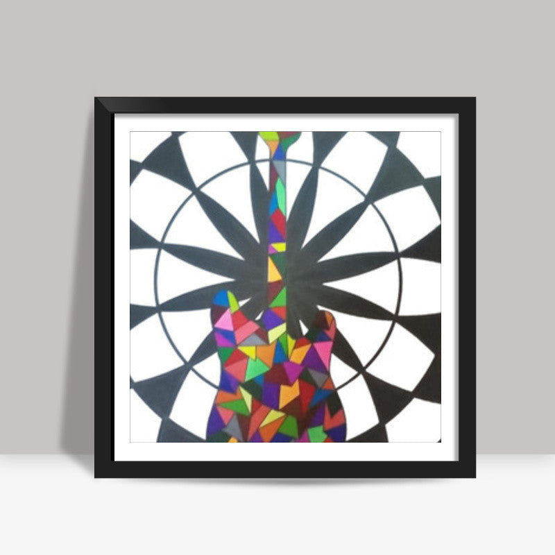 Floral Guitar Square Art Print | Geometric | Triangle