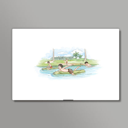 Memories - Swimming with a banyan trunk Wall Art