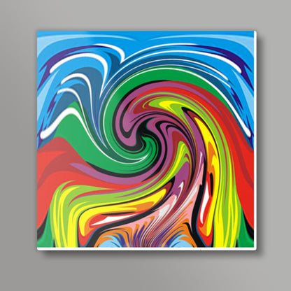 Colorful Abstract Wave Modern Digital Background  Square Art Prints