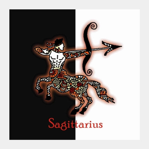 Square Art Prints, Sagittarius Zodiac Zenscrawl Square Art Prints